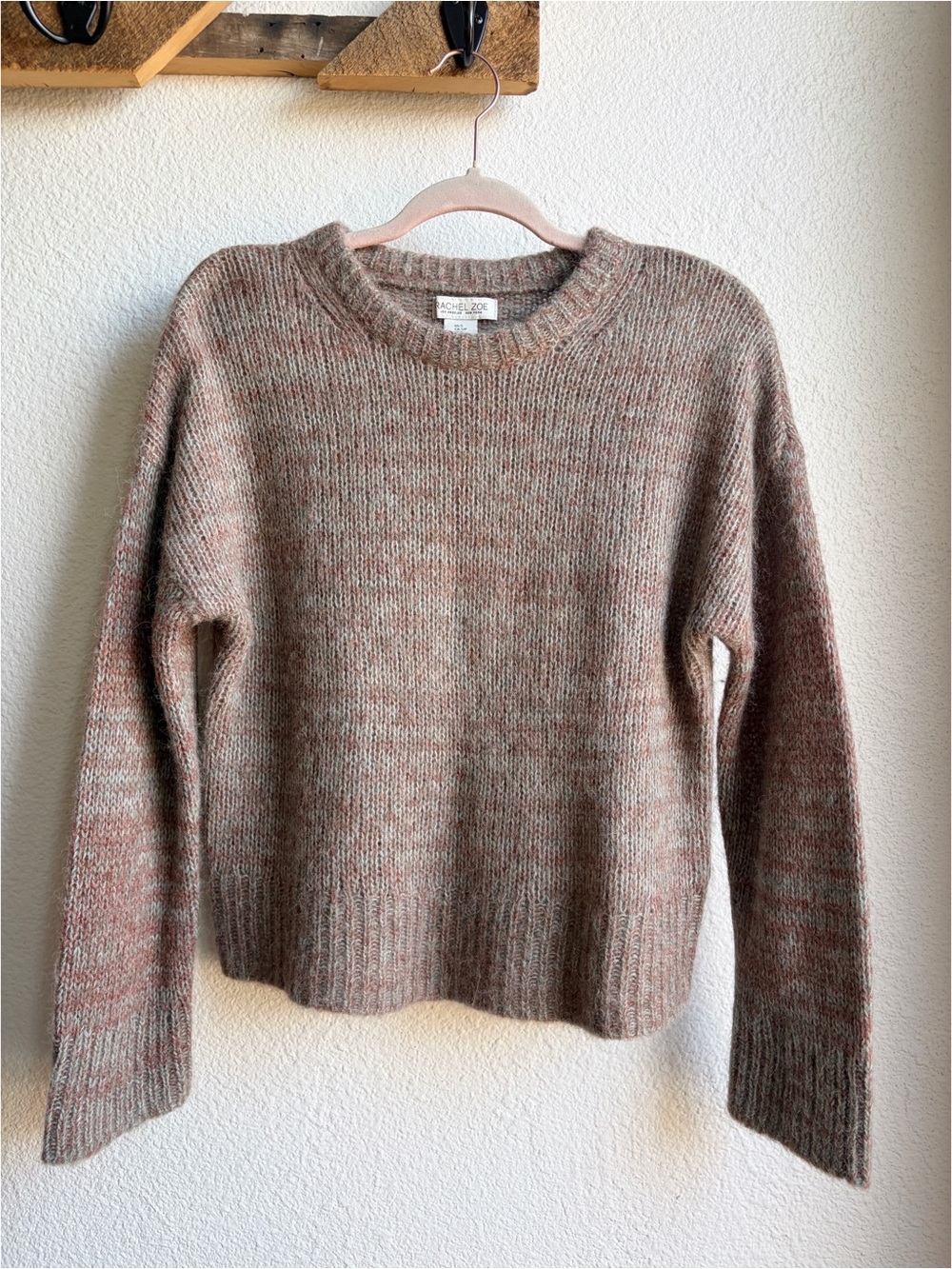 Rachel Zoe Blue and Brown Marled Alpaca Knit Sweater Small